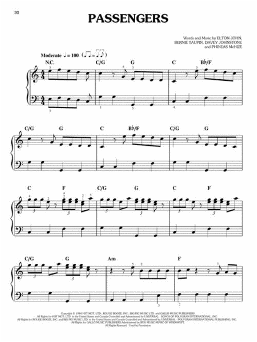 Elton John – Easy Piano Solos Piano, Vocal, Guitar scores gallery preview page 6