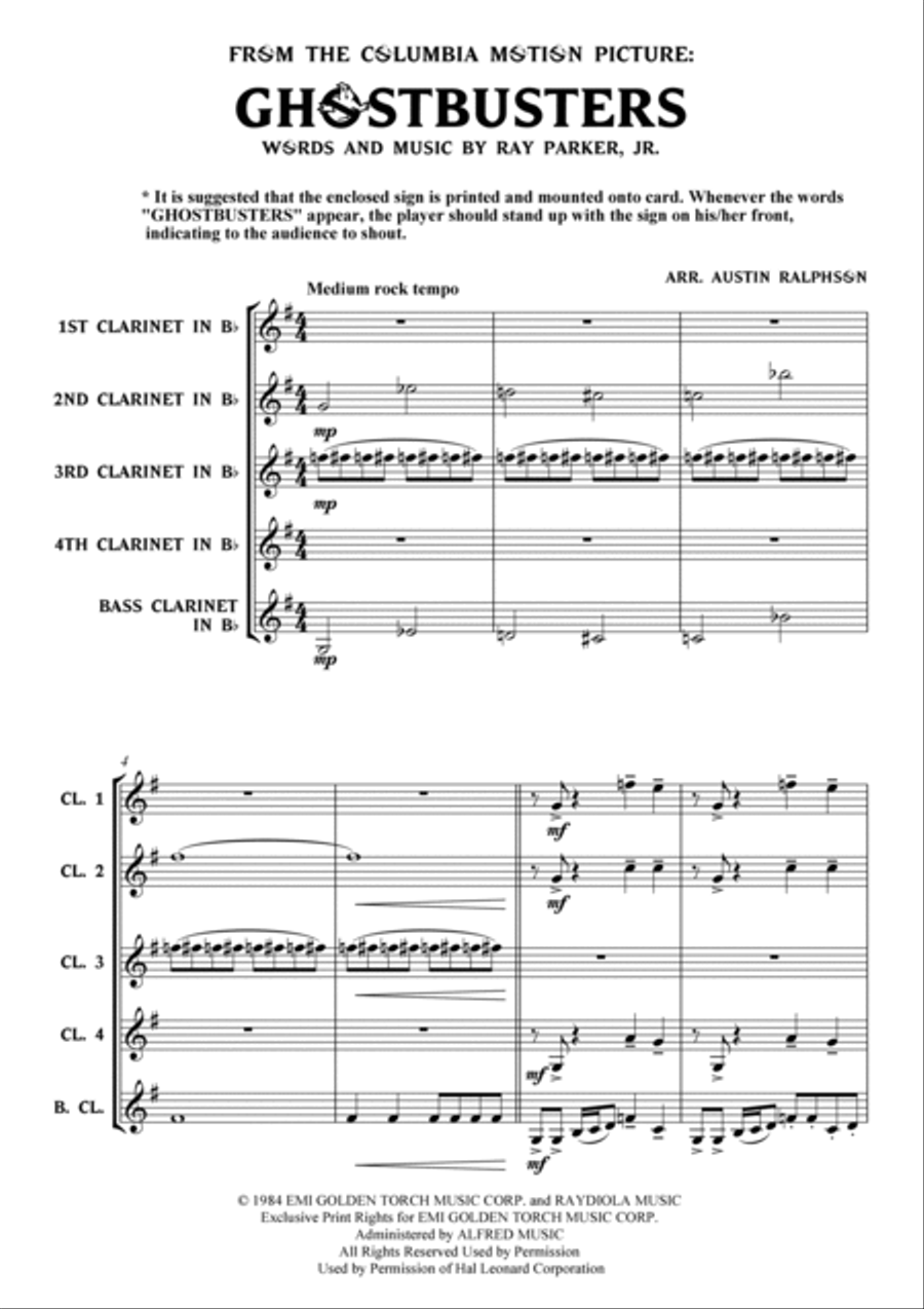 Ghostbusters Clarinet Quintet scores gallery preview page 4