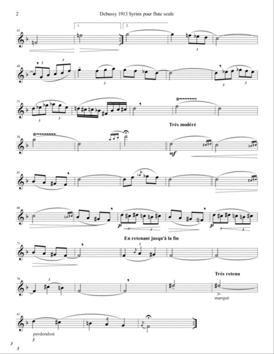 Debussy Syrinx Alto or Tenor Sax Solo Tenor Saxophone scores gallery preview page 2