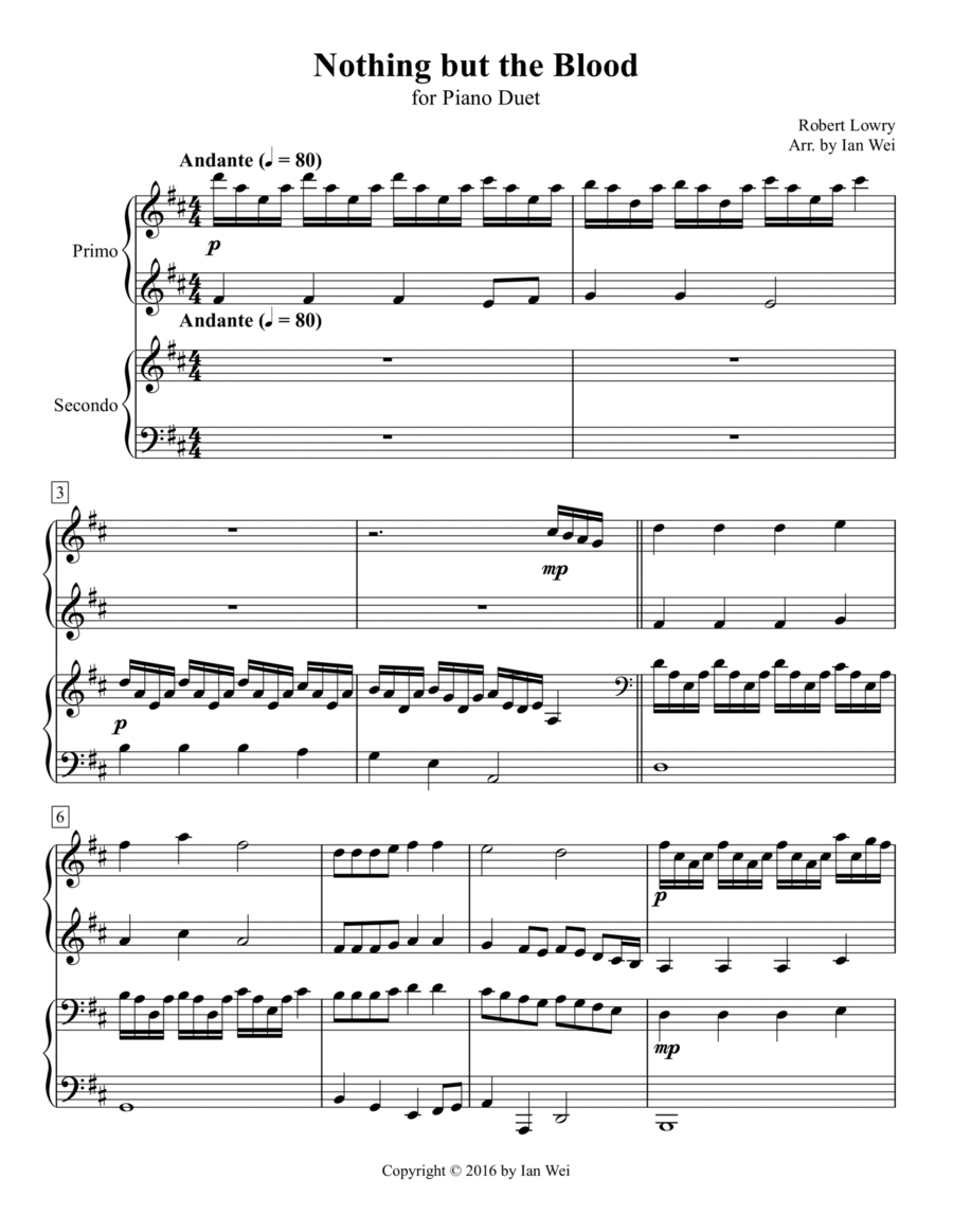 Nothing but the Blood for Piano Duet 1 Piano, 4-Hands scores gallery preview page 1