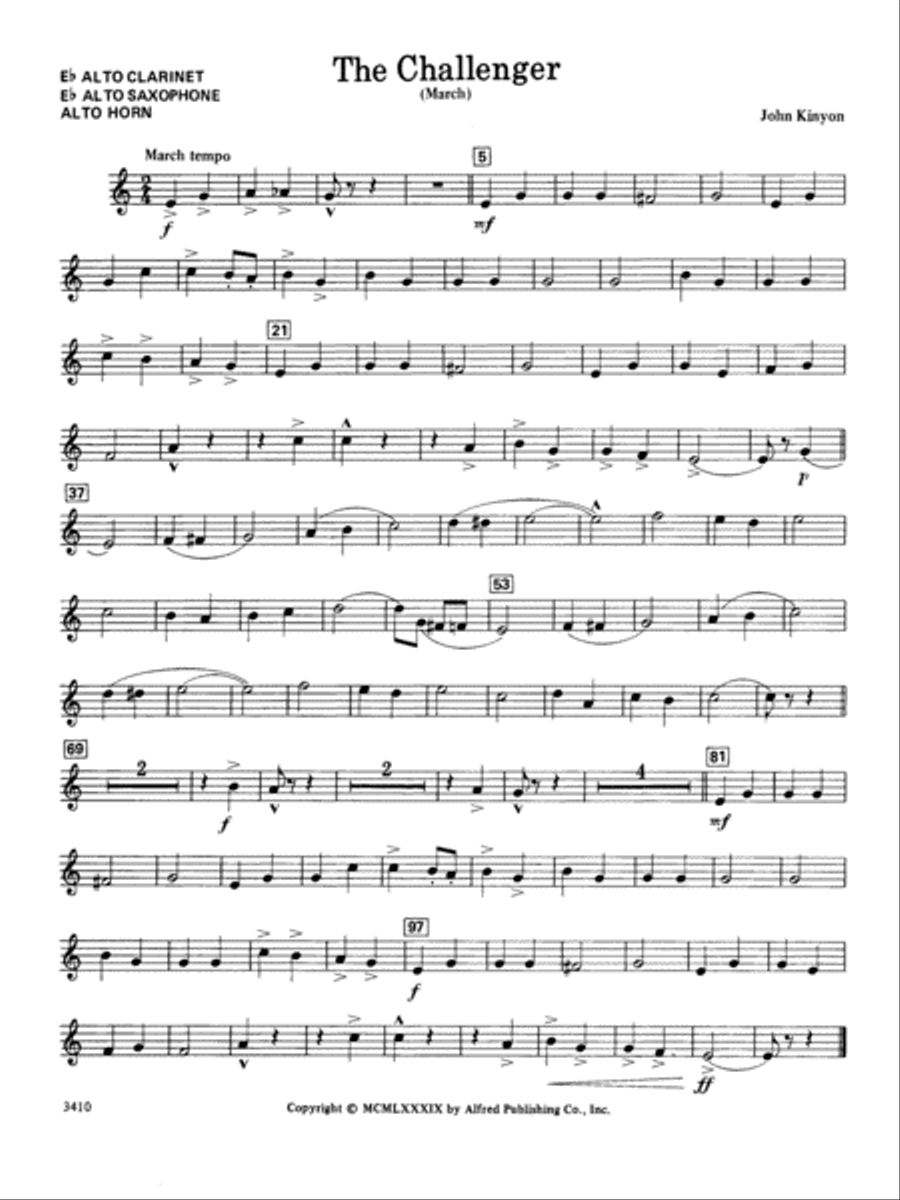 The Challenger: E-flat Alto Saxophone Concert Band scores gallery preview page 1
