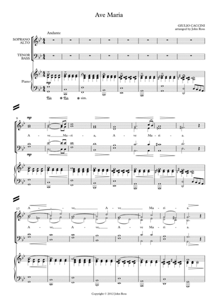 Ave Maria (Caccini) (SATB, Piano) image number null