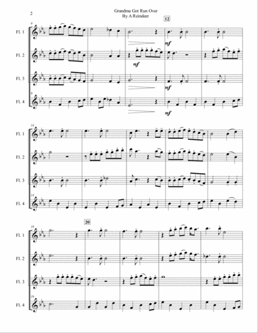 Grandma Got Run Over By A Reindeer Woodwind Quartet scores gallery preview page 3