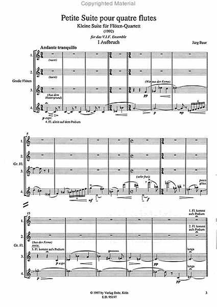 Petite Suite pour quatre flutes (1992) (Kleine Suite für Flöten-Quartett)