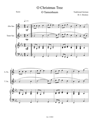O Christmas Tree (O Tannenbaum) for Alto and Tenor Sax Duet with Piano Accompaniment