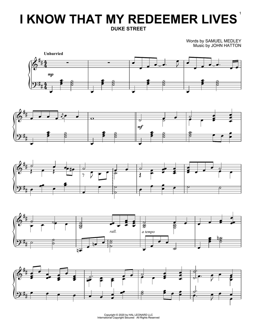 I Know That My Redeemer Lives Piano Solo scores gallery preview page 1