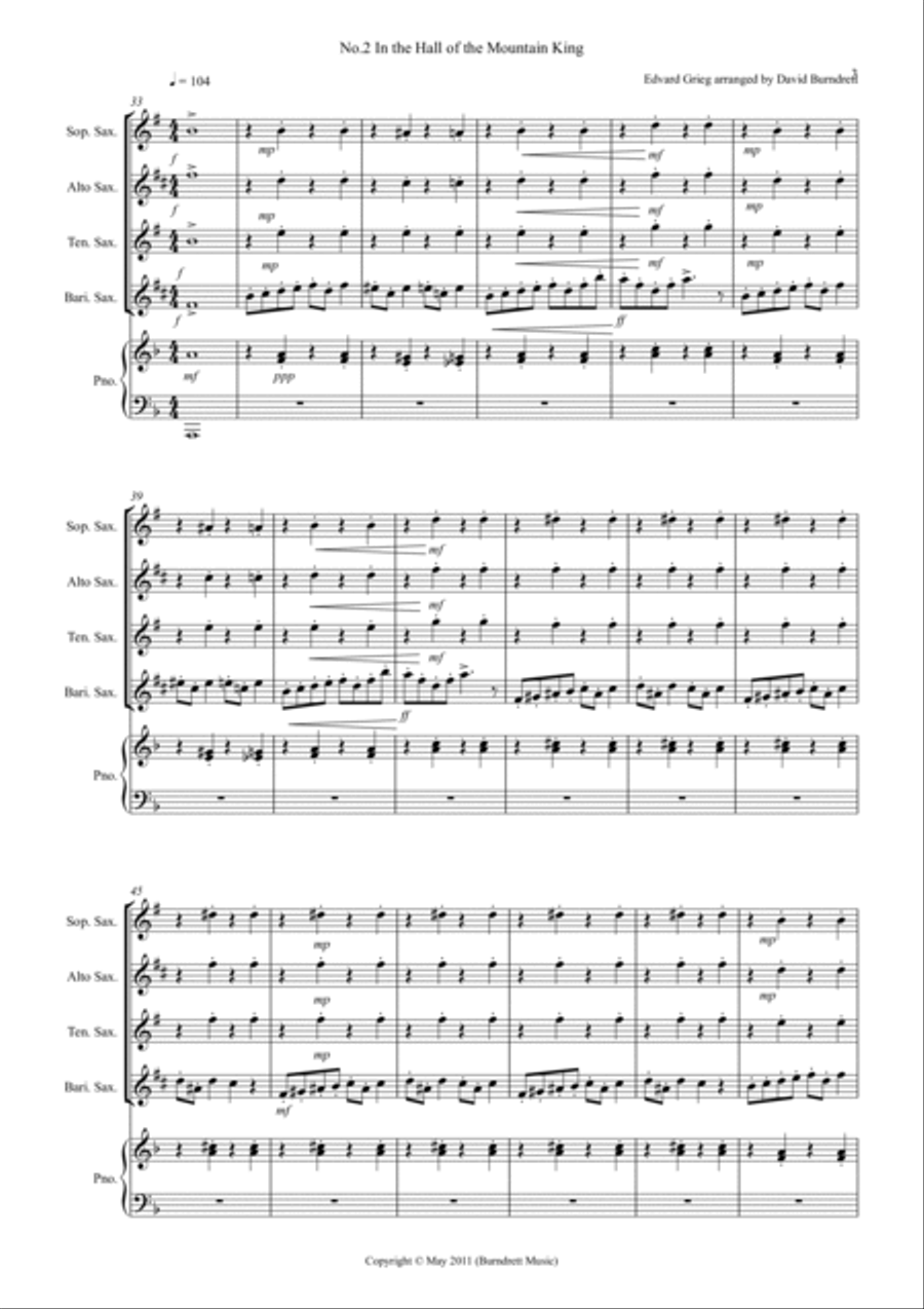 2 Classical Favourites for Saxophone Quartet (volume one) Saxophone Quartet scores gallery preview page 3