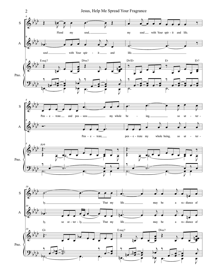 Jesus, Help Me Spread Your Fragrance (Shine Through Me) (Duet for Soprano and Alto Solo) Alto Voice scores gallery preview page 2