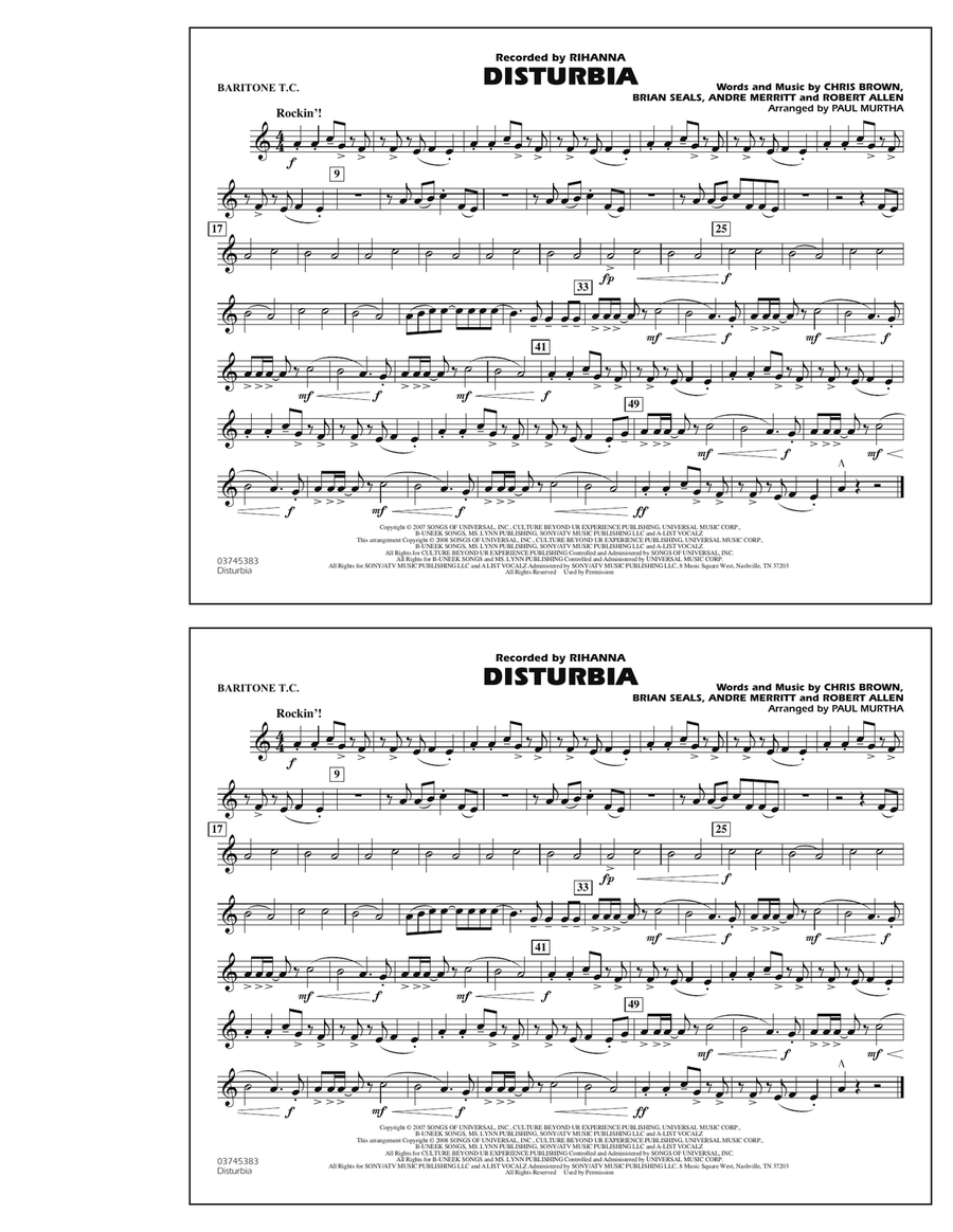 Disturbia - Baritone T.C. Marching Band scores gallery preview page 1