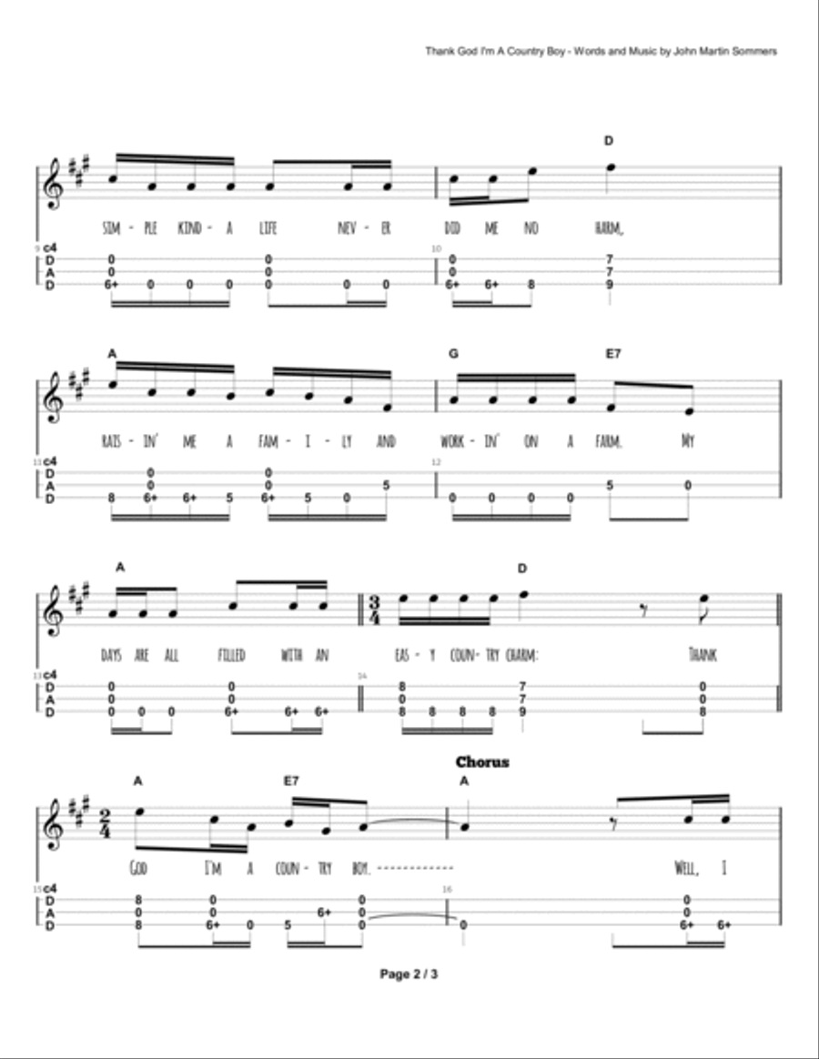 Thank God I'm A Country Boy Dulcimer scores gallery preview page 3