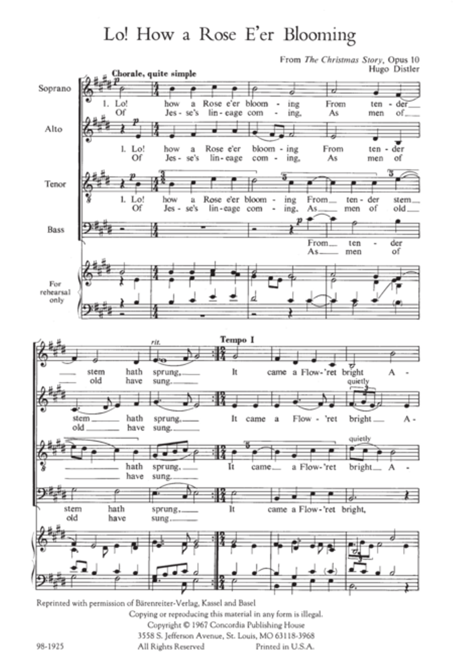 Lo, How a Rose E'er Blooming 4-Part scores gallery preview page 2