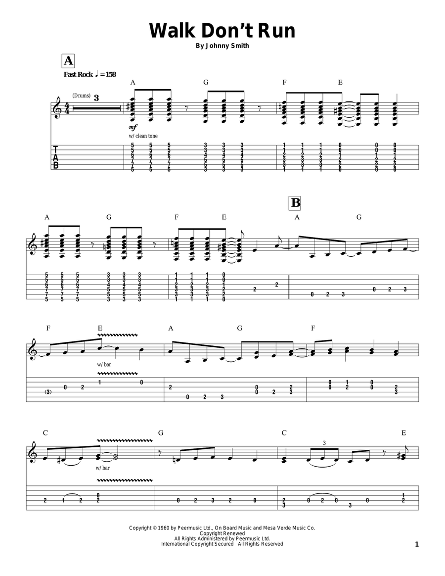 Walk Don't Run Acoustic Guitar scores gallery preview page 1