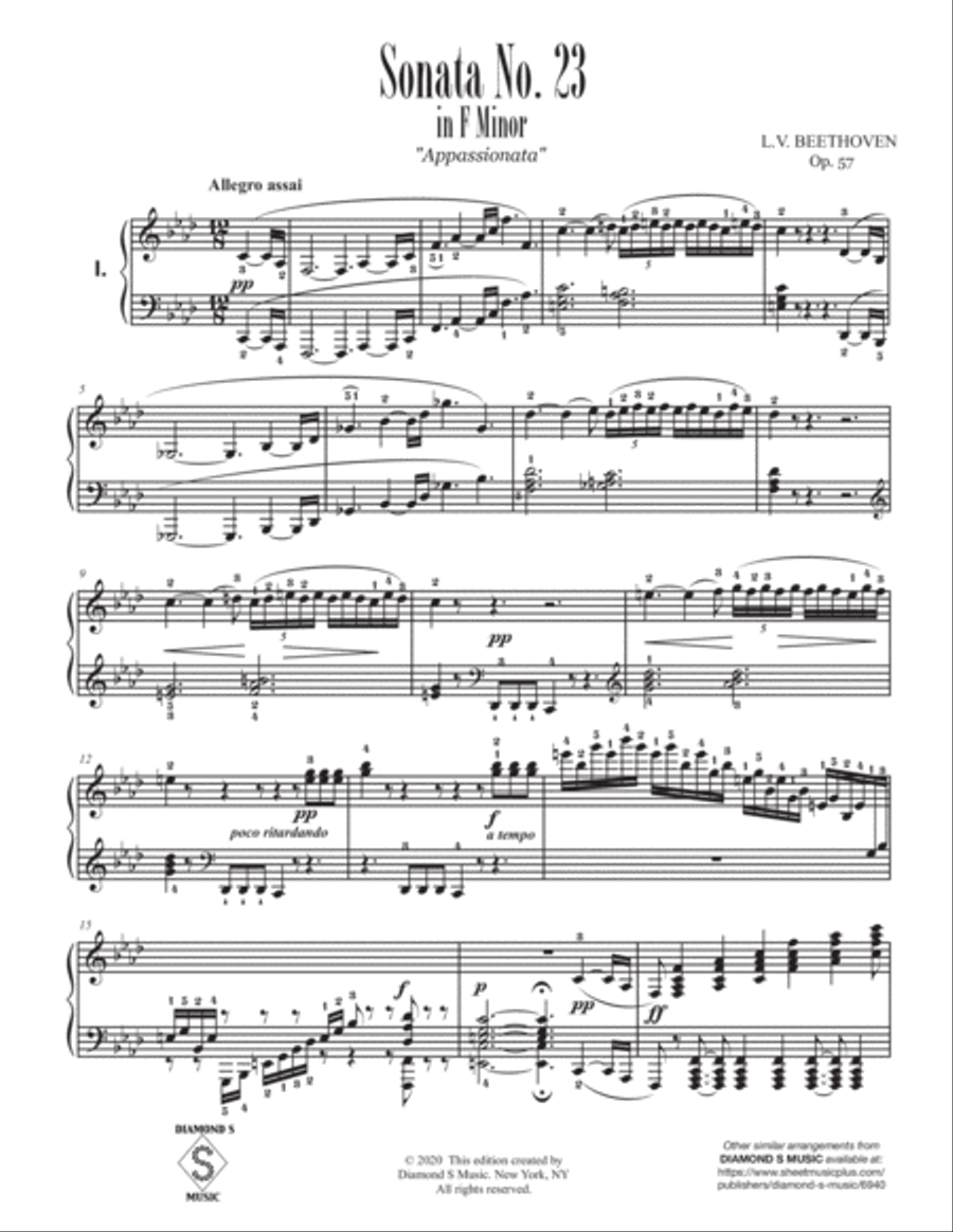 Piano Sonata No. 23, Op. 57 - APPASSIONATA - Full Sonata - Beethoven Piano Solo scores gallery preview page 6