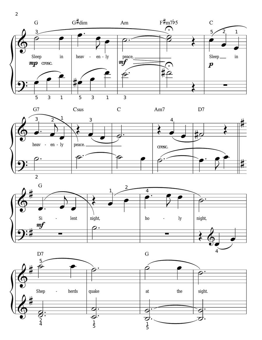 Silent Night (arr. Phillip Keveren) Easy Piano scores gallery preview page 2