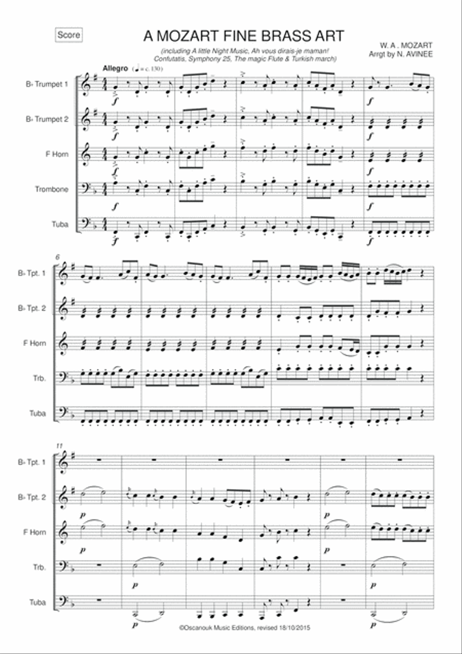 A MOZART FINE BRASS ART A MOZART FINE BRASS ART Brass Ensemble scores gallery preview page 2