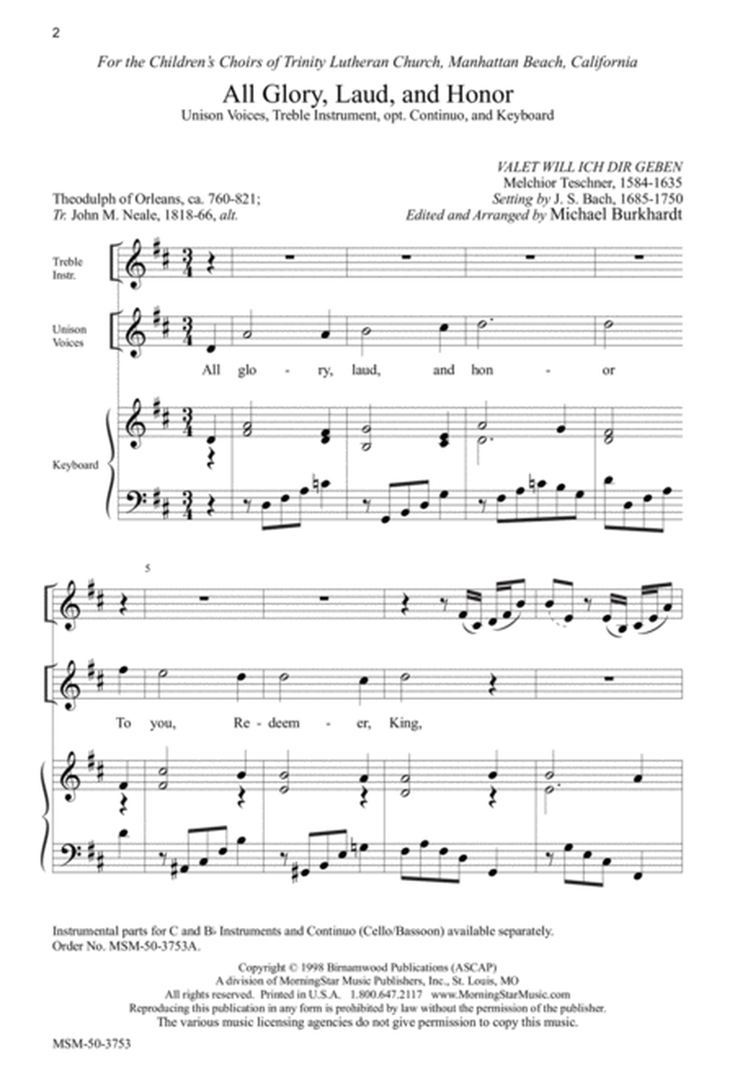 All Glory, Laud, and Honor (Downloadable Choral Score)