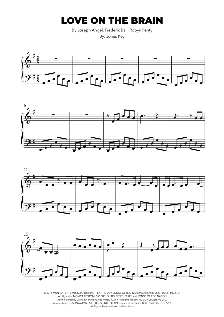 Love On The Brain Piano Solo scores gallery preview page 1