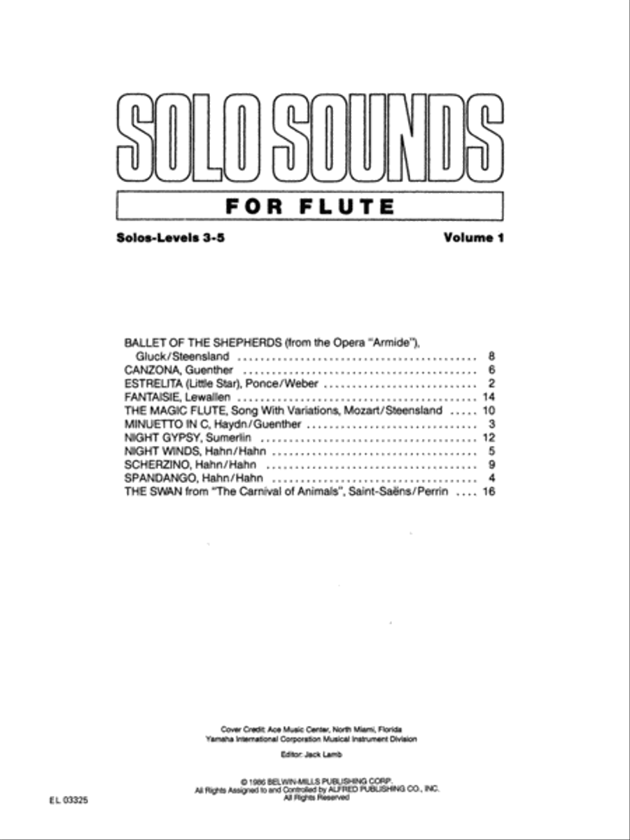 Solo Sounds for Flute, Volume 1