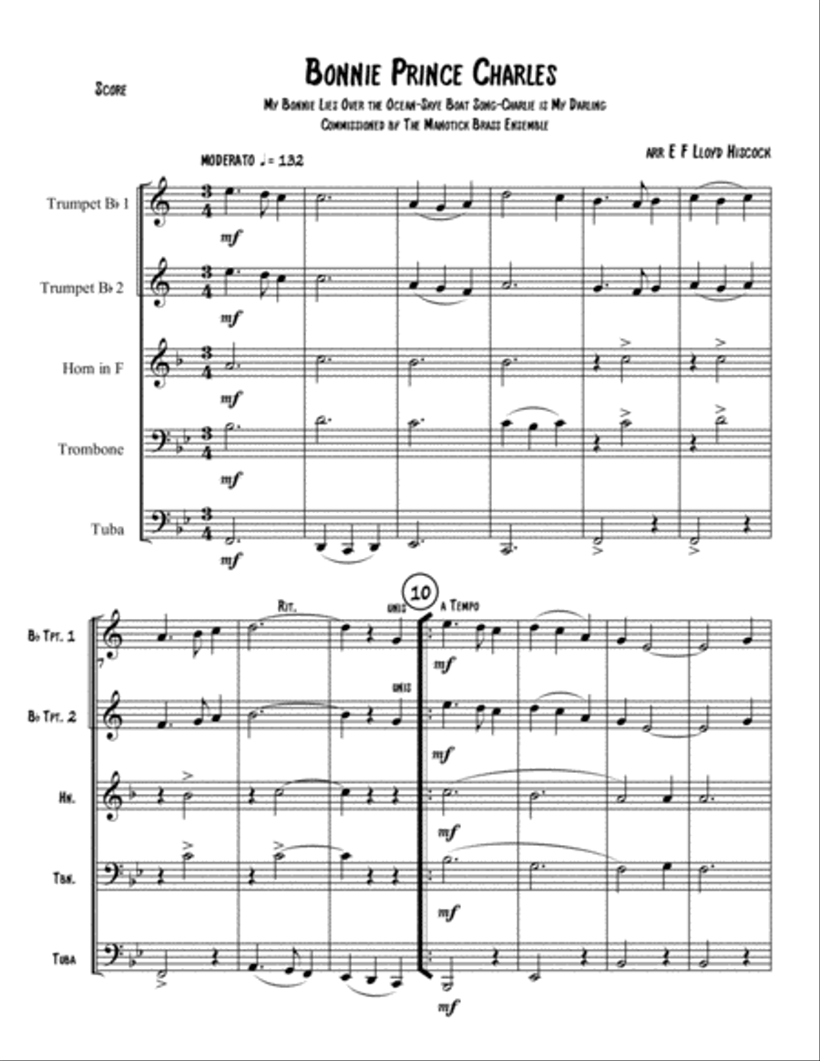 Bonnie Prince Charles - a medley of Scottish songs Brass Ensemble scores gallery preview page 1