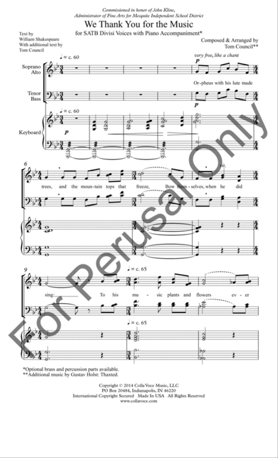 We Thank You for the Music (Choral Score) 4-Part scores gallery preview page 2