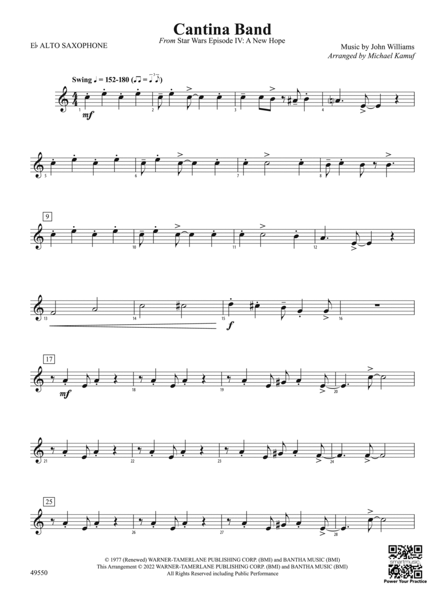 Cantina Band: E-flat Alto Saxophone Concert Band scores gallery preview page 1
