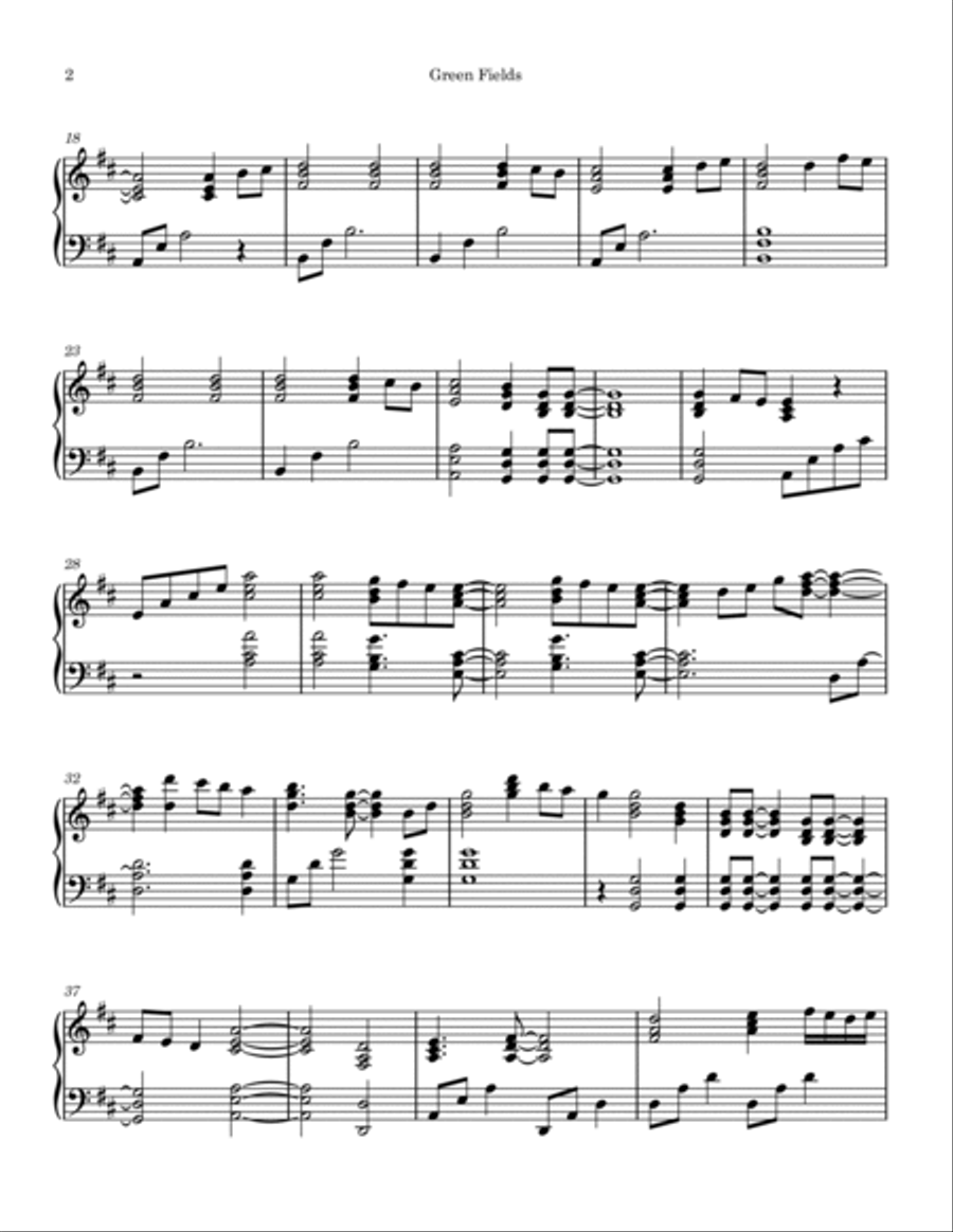 Green Fields Piano Solo scores gallery preview page 2