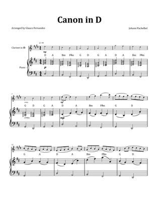 Book cover for Canon by Pachelbel - Clarinet & Piano and Chord Notation