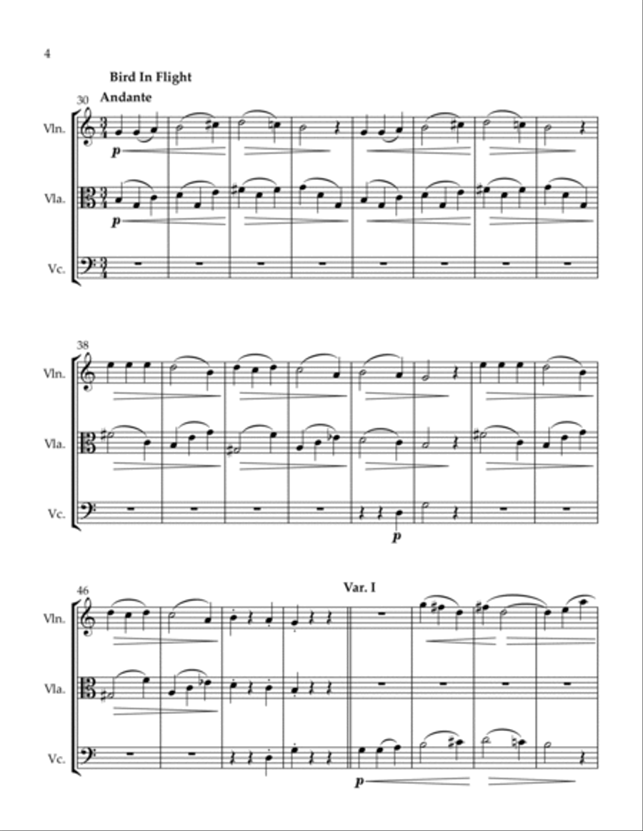 3 Trios A Rose for My Beloved Bird In Flight Song of the Rogue String Trio scores gallery preview page 4