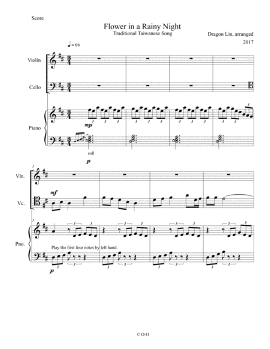 Flower in a Rainy Night Piano Trio scores gallery preview page 1