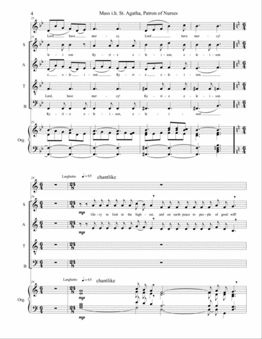 Mass in honor of St. Agatha, Patron of Nurses Piano scores gallery preview page 4