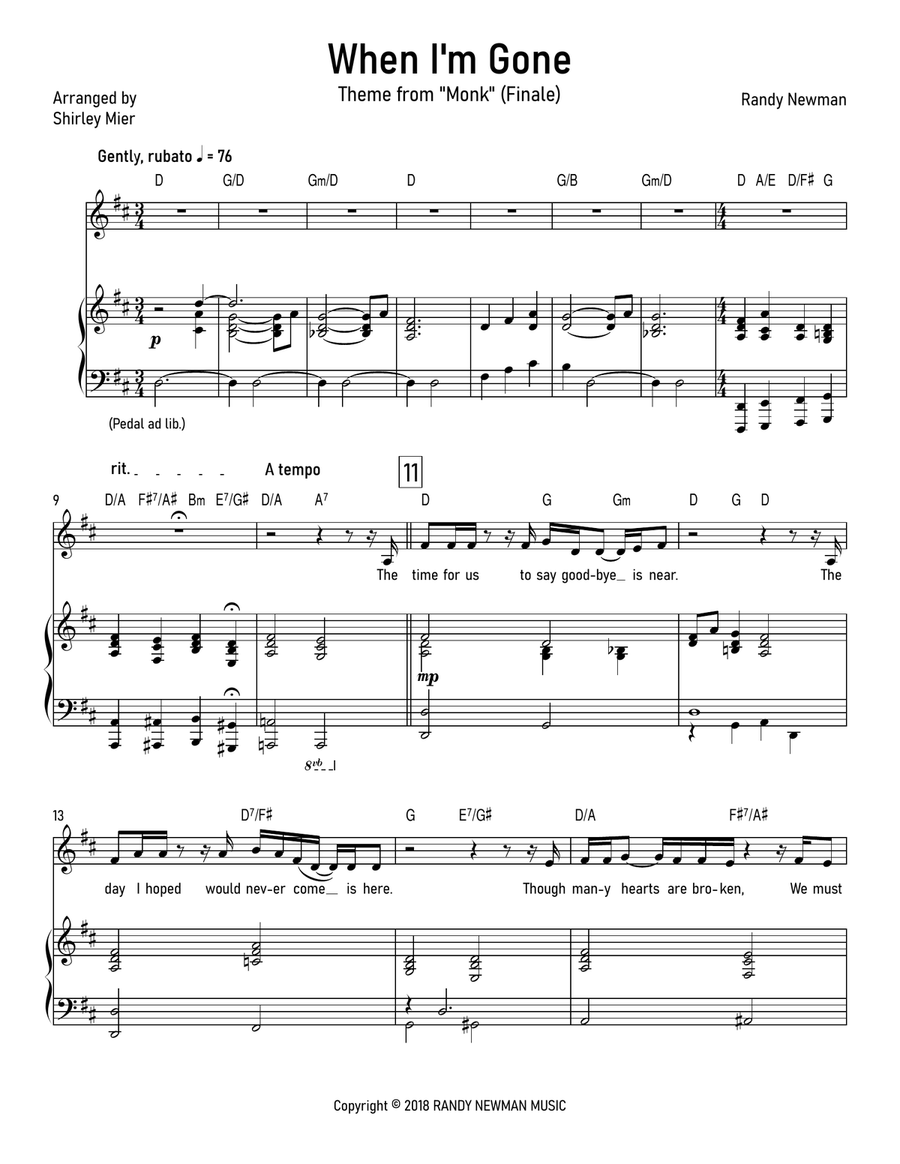 When I'm Gone Piano, Vocal, Guitar scores gallery preview page 1