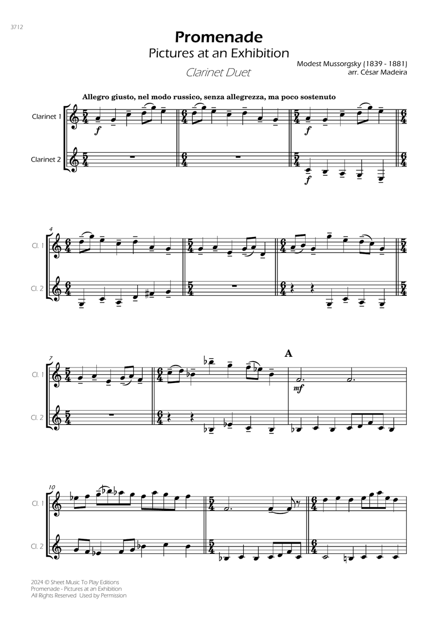 Pictures at an Exhibition - Promenade - Clarinet Duet Clarinet Duet scores gallery preview page 3
