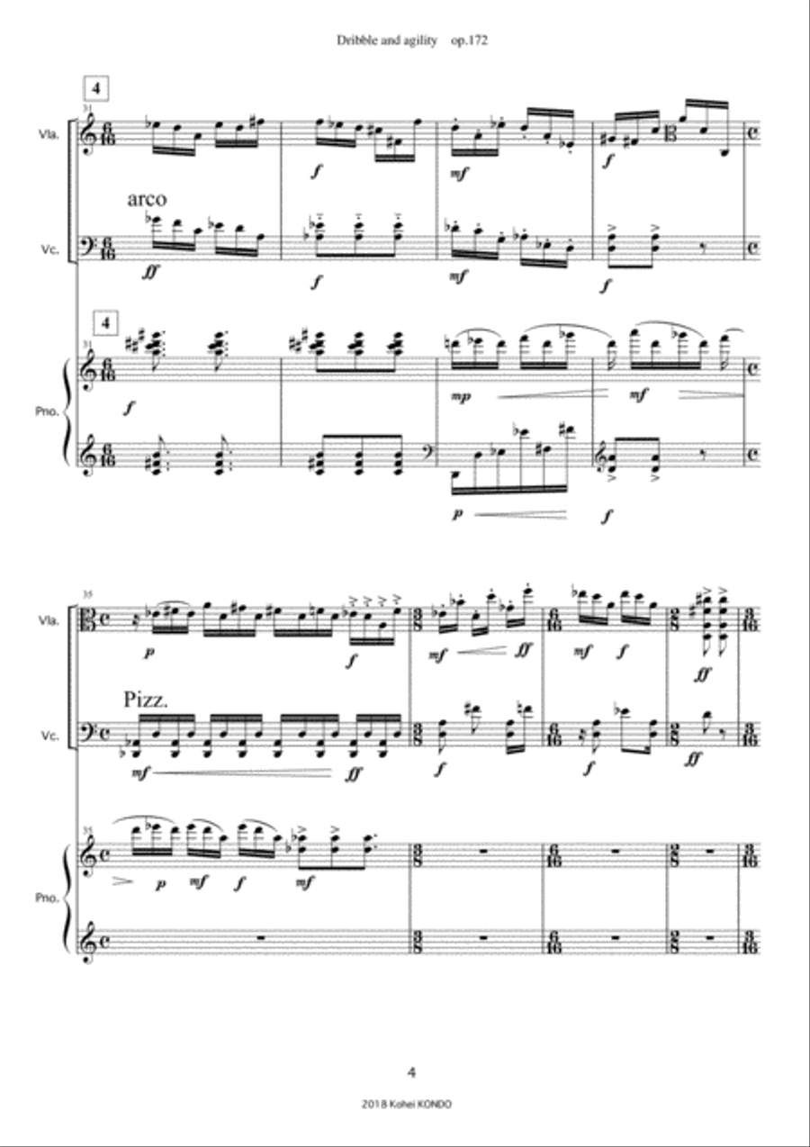 Dribble and agility Op.172 Trio for viola,cello and piano Small Ensemble scores gallery preview page 5