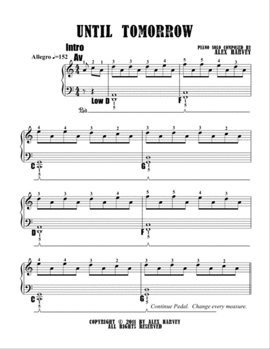 Until Tomorrow Easy Piano scores gallery preview page 1