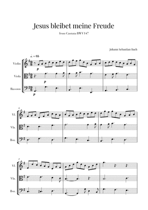 Bach - Jesus bleibet meine Freude for Violin, Viola and Bassoon
