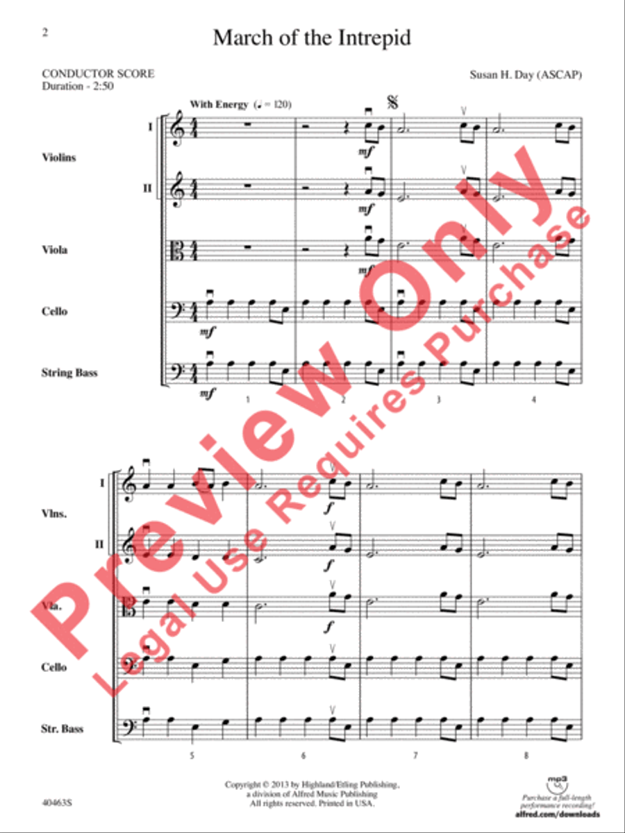 March of the Intrepid String Orchestra scores gallery preview page 3