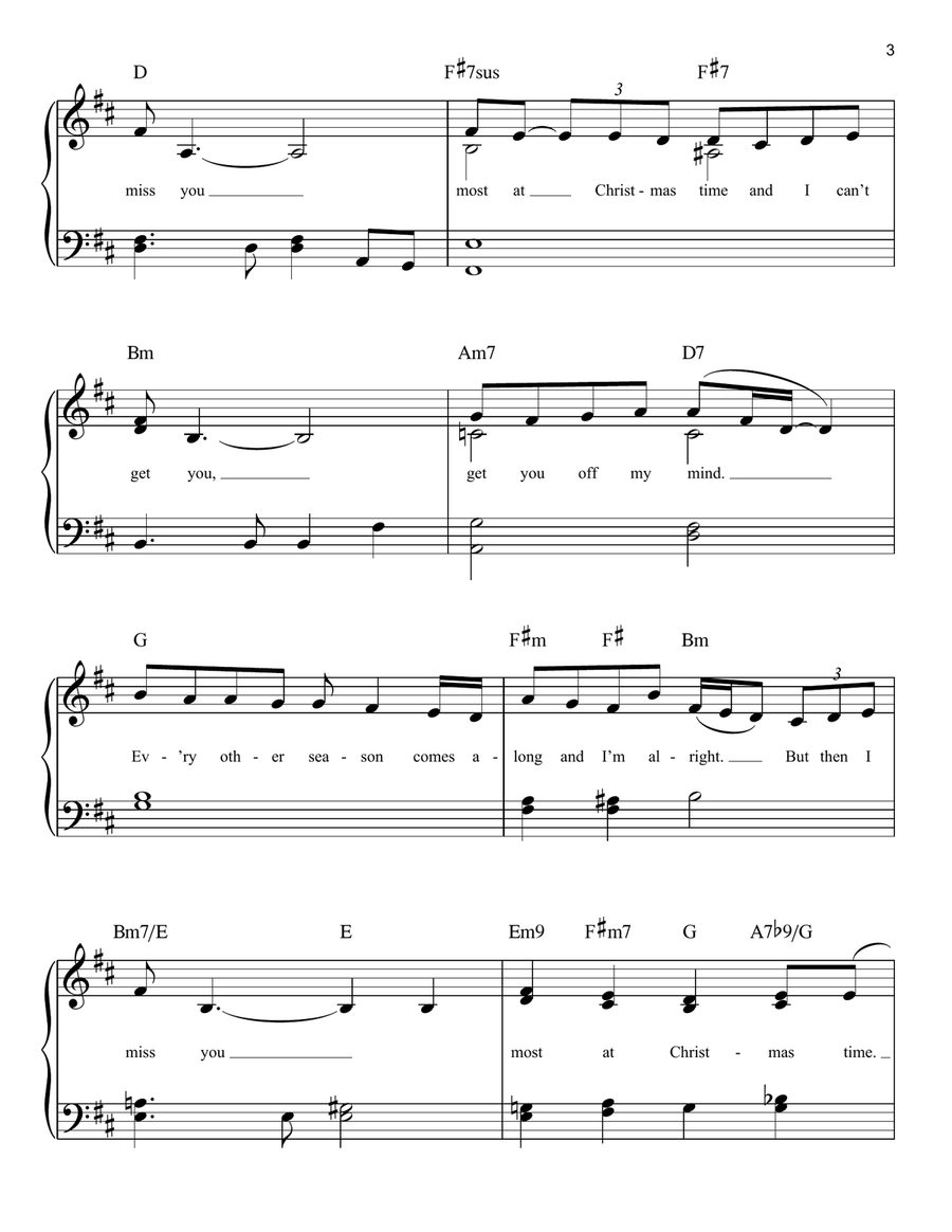 Miss You Most At Christmas Time Easy Piano scores gallery preview page 3