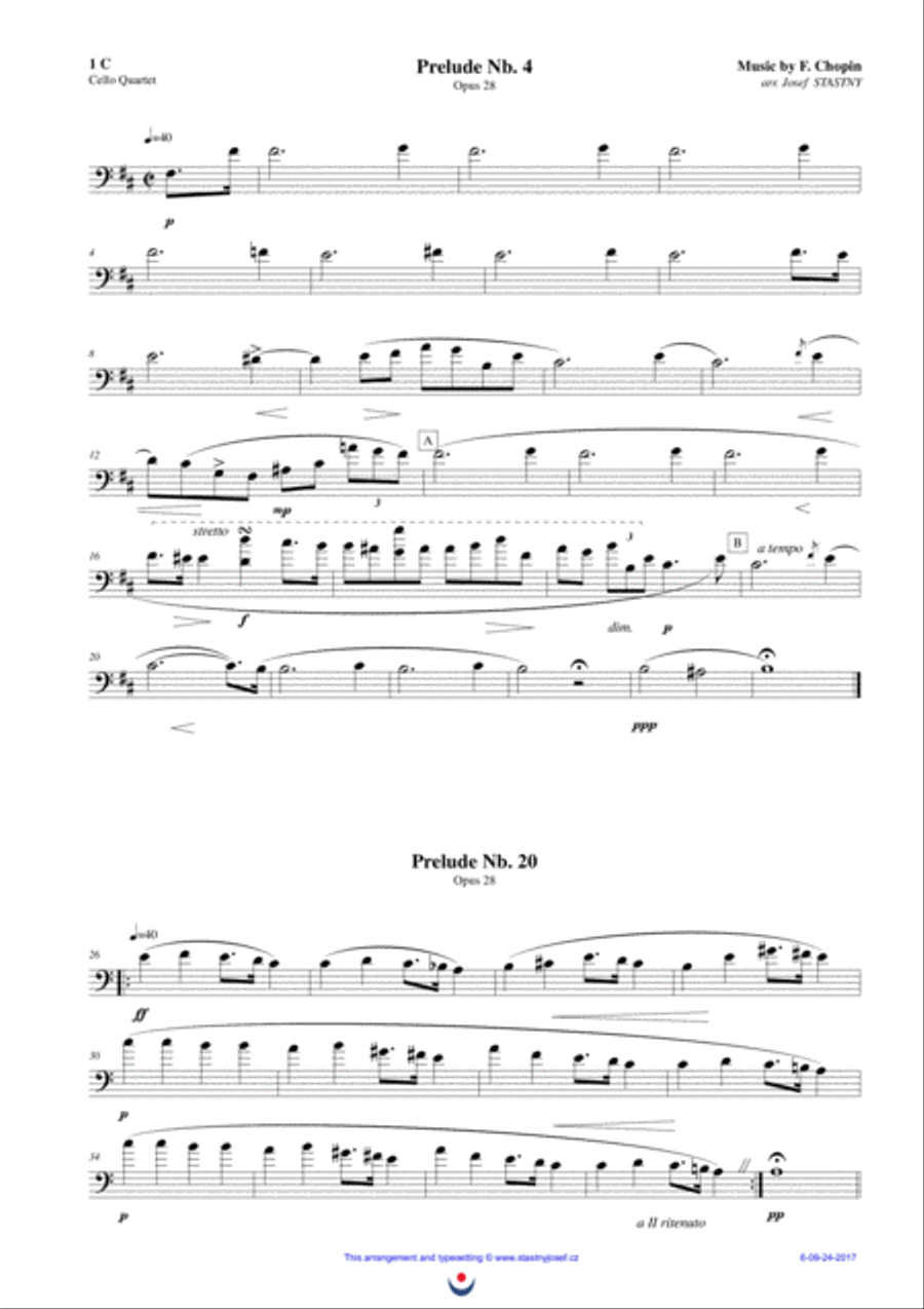 Preludes (Nb. 4 and Nb. 20) - Chopin String Quartet scores gallery preview page 4