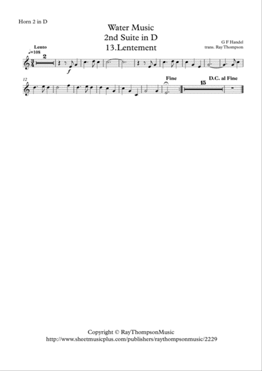 Handel: 13.Lentement from Suite No.2 in D (HWV349) 
