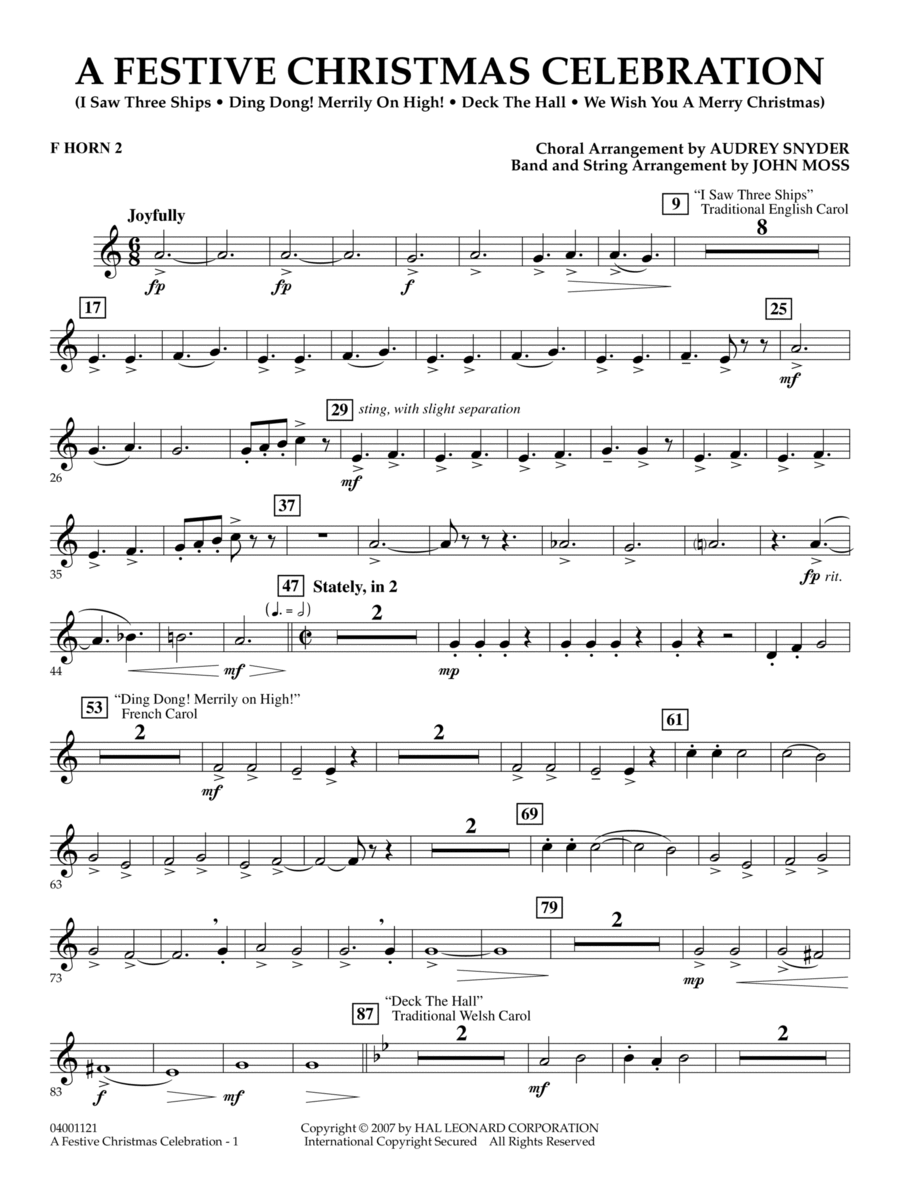 A Festive Christmas Celebration (with opt. choir) - F Horn 2 Choir scores gallery preview page 1