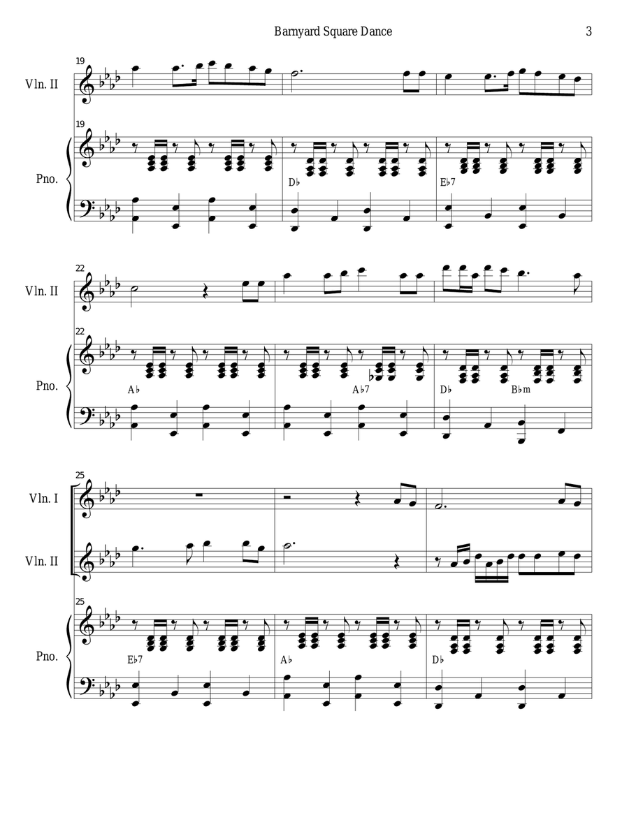 Barnyard Square Dance String Duet scores gallery preview page 3