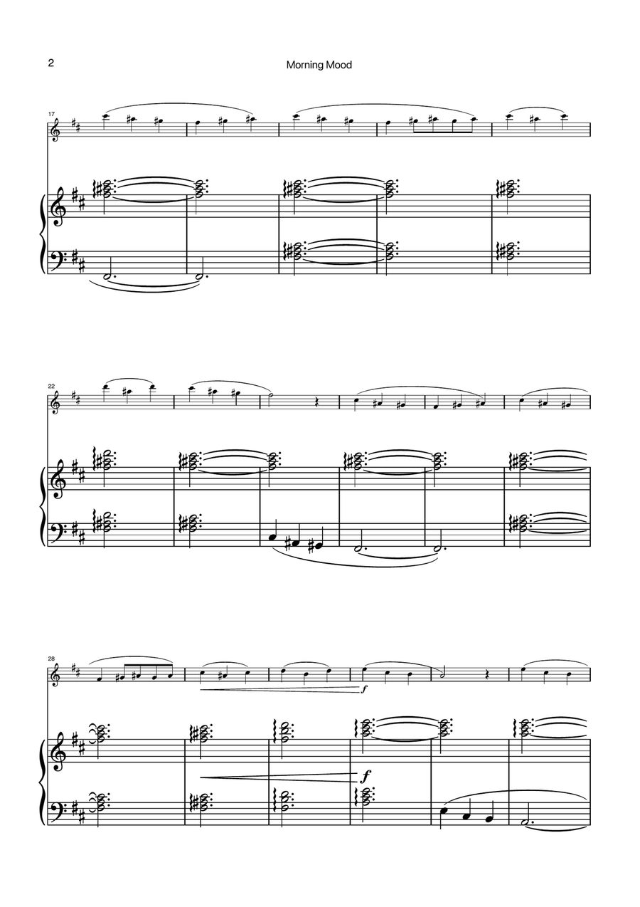 Morning Mood by Grieg for Violin and Piano Chamber Music scores gallery preview page 2