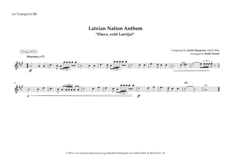 Latvian Nation Anthem "Dievs, svētī Latviju!" for Brass Quintet image number null