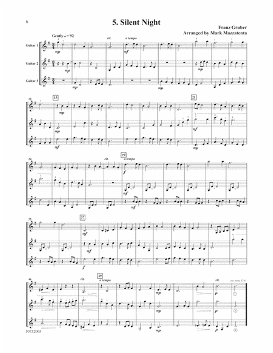Ten Christmas Trios for Intermediate Guitarists Guitar Ensemble scores gallery preview page 6