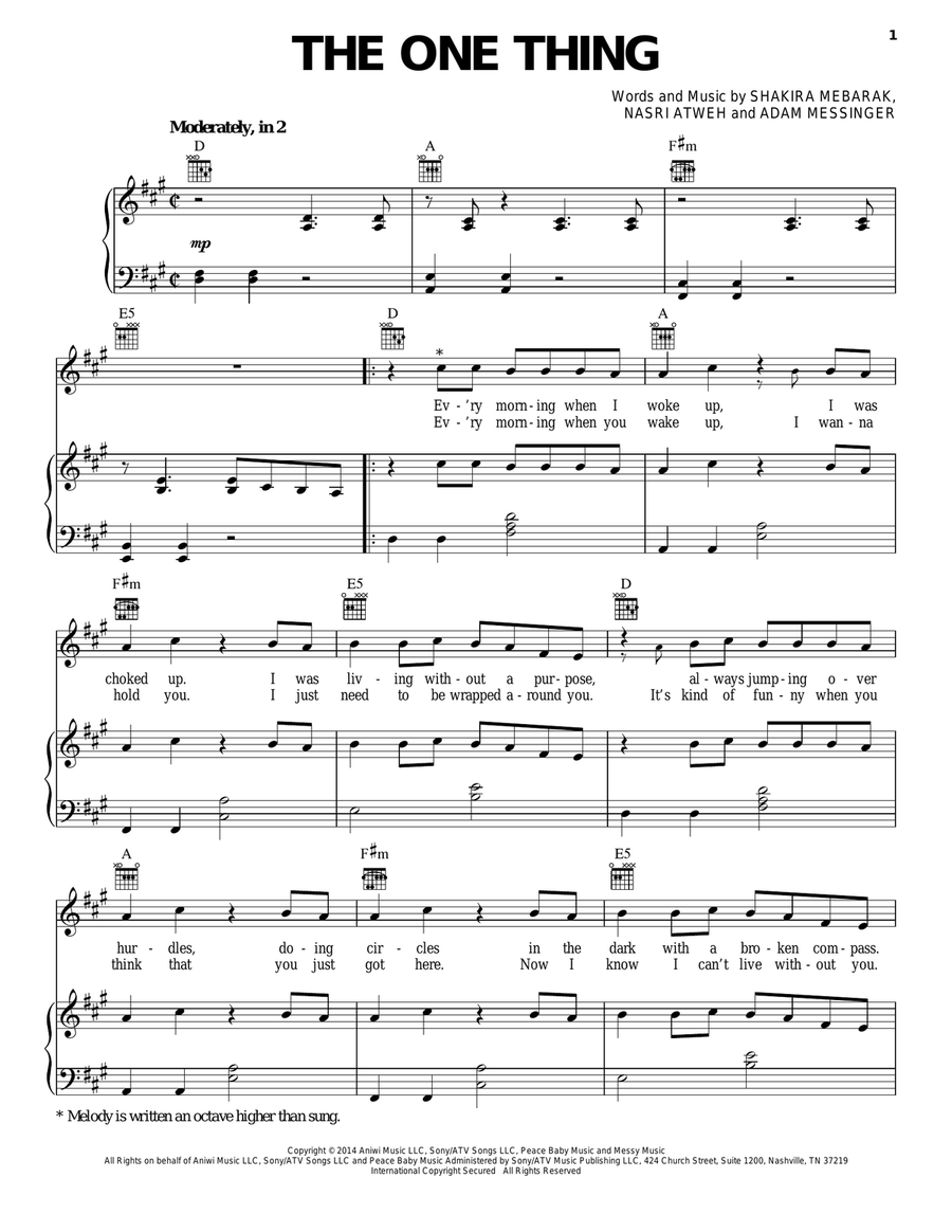 The One Thing Acoustic Guitar scores gallery preview page 1