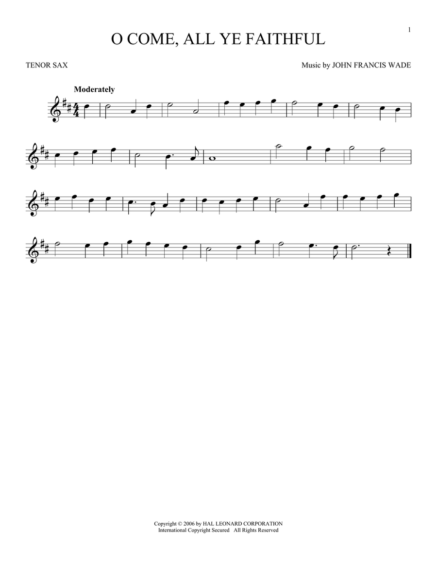 O Come, All Ye Faithful O Come, All Ye Faithful Tenor Saxophone scores gallery preview page 1