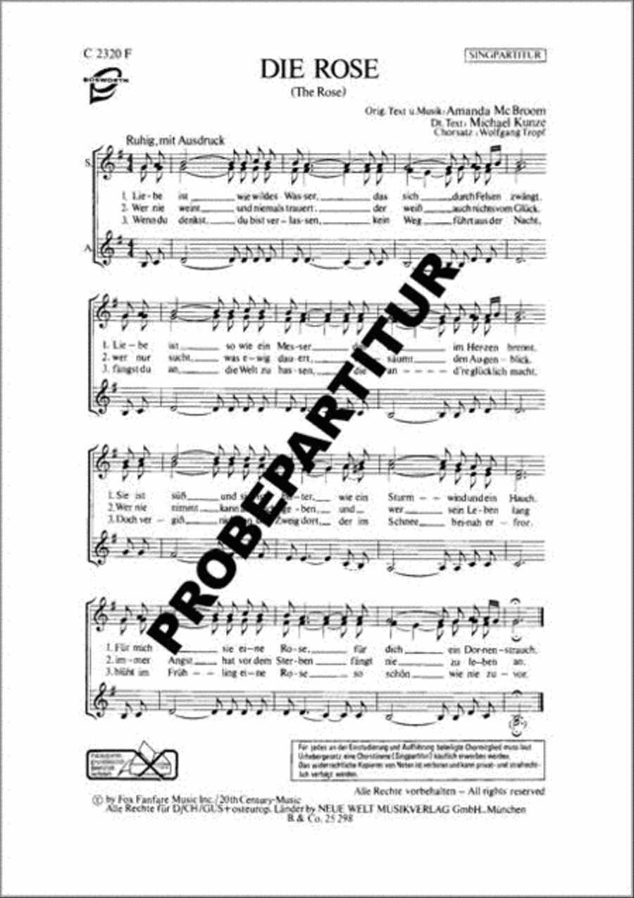 Die Rose Women's Choir scores gallery preview page 1