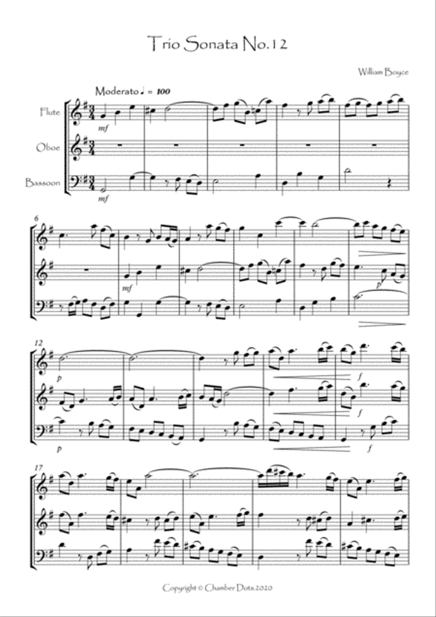 Trio Sonata No.12 Woodwind Trio scores gallery preview page 2
