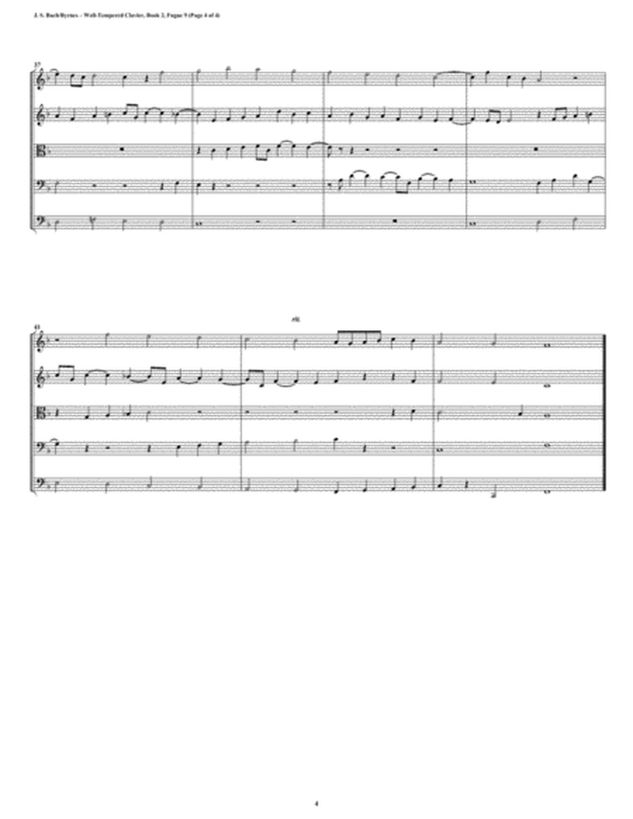 Fugue 09 from Well-Tempered Clavier, Book 2 (String Quintet) image number null