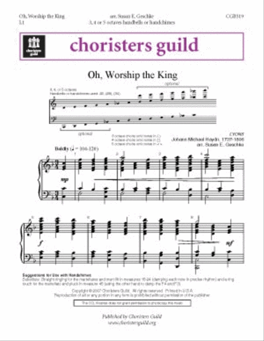 Oh, Worship the King Handbell Choir scores gallery preview page 1
